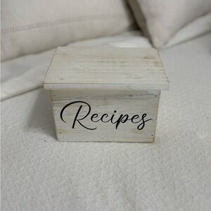 Wooden Recipe Box with Script Text